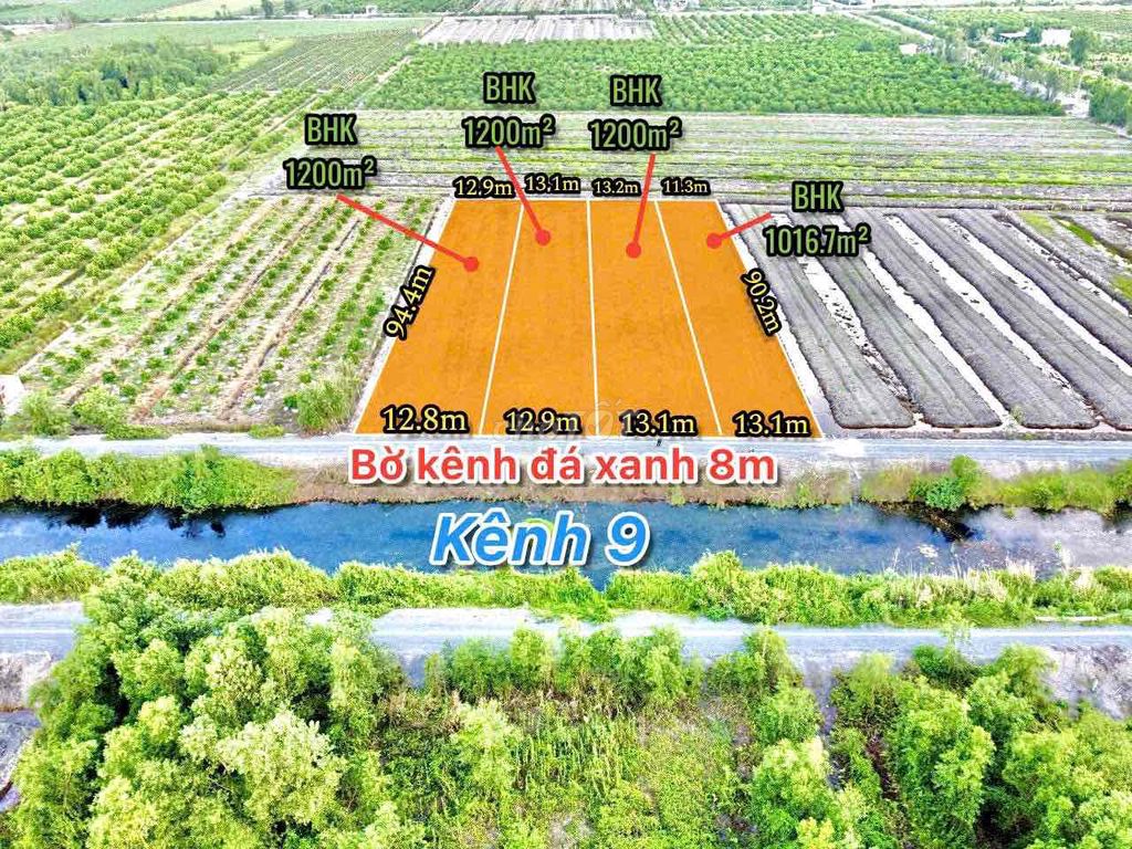 đất vườn Tân Thành Thủ Thừa mặt tiền kênh, đường thông xã Bình Đức