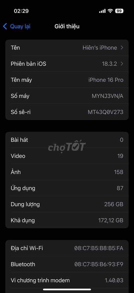 iPhone 16 Pro 256 trắng dùng lướt fullbox. Mua bán Điện thoại tại Quận Bình Thạnh Tp Hồ Chí Minh được đăng bởi Nguyễn Văn Hiên hình 5
