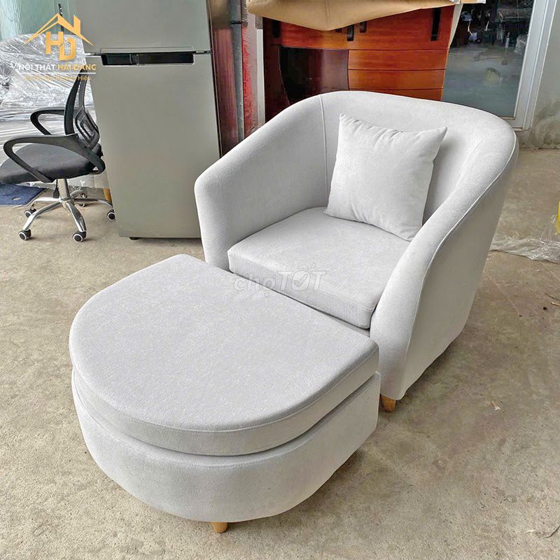 Combo Sofa Bọc Vải Trắng Xám + Đôn Rời. Mua bán Bàn ghế tại Quận 10 Tp Hồ Chí Minh được đăng bởi Nội thất Hải Đăng hình 1