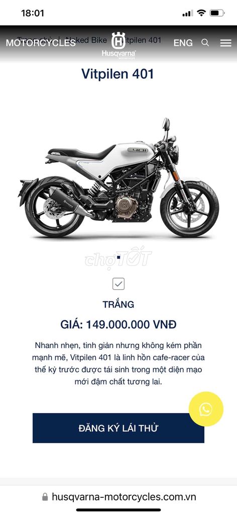 Xe lướt Pkl Husqvarna Vitpilen 401 mới đi 750km