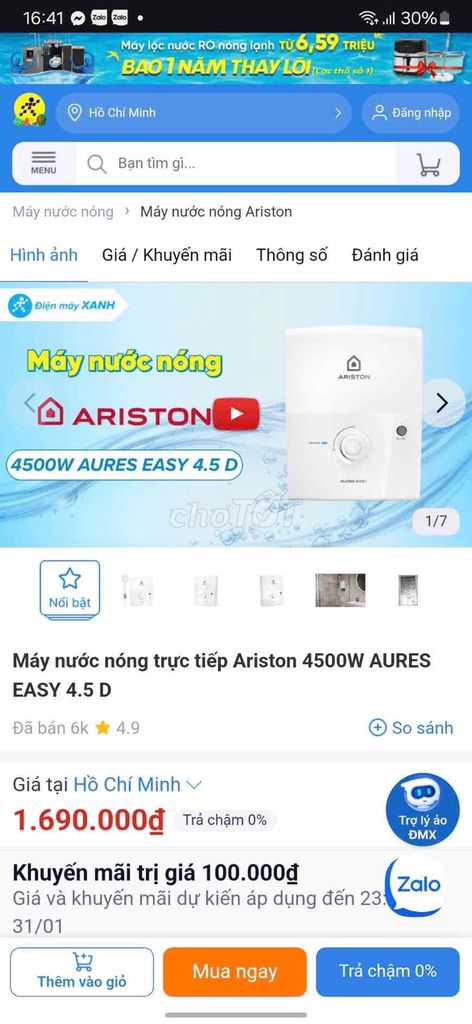 cần bán máy nước nóng ariston chưa sử dụng