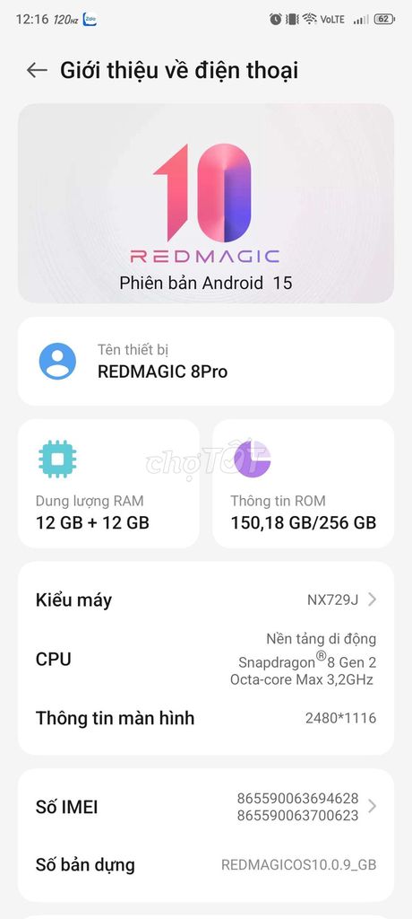 Redmagic 8 Pro 12GB/256GB Snapdragon 8 Gen 2. Mua bán Điện thoại tại Huyện Lý Nhân Hà Nam được đăng bởi Dung Nguyen hình 1