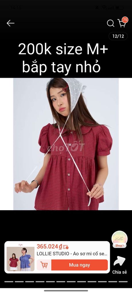 Áo sơ mi nữ LOLLIE STUDIO Đỏ size M. Mua bán Quần áo tại Thành phố Mỹ Tho Tiền Giang được đăng bởi Thy Anh hình 1
