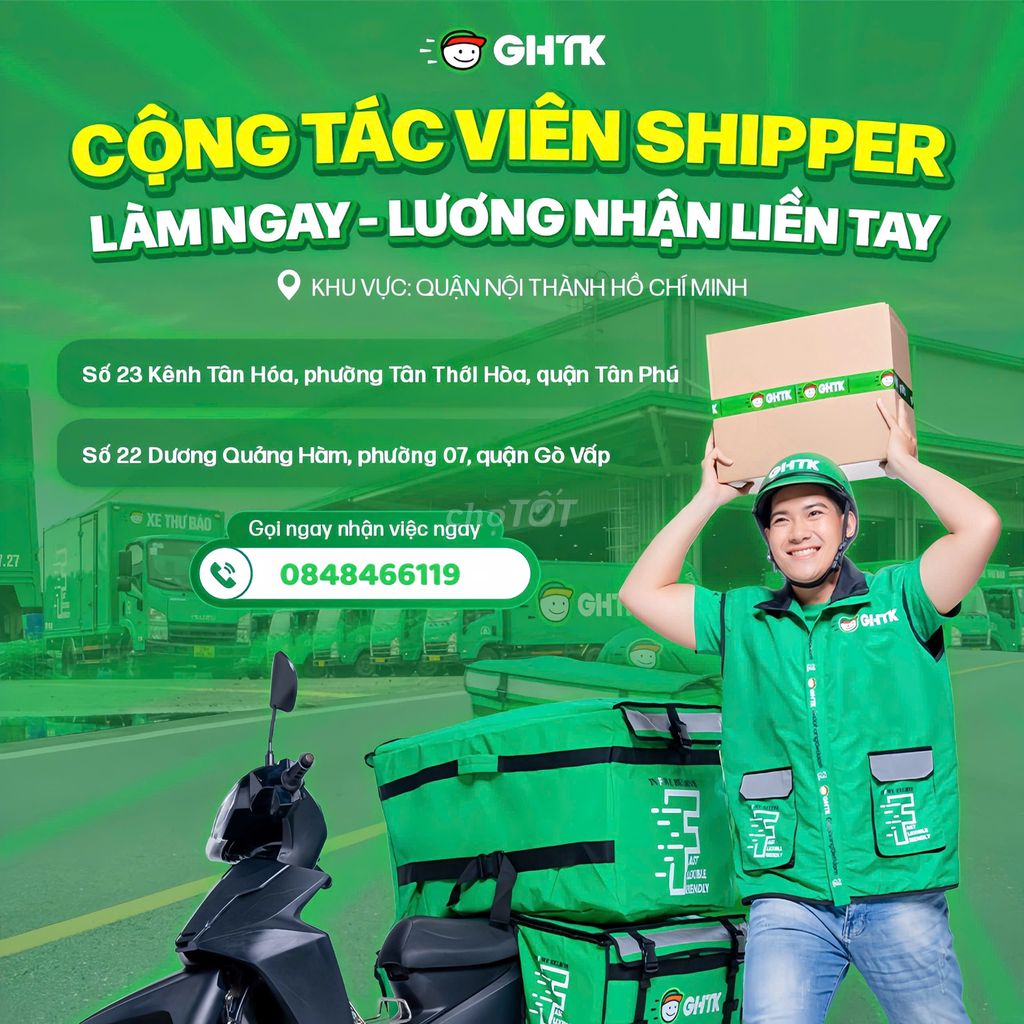 [GHTK] VIỆC LÀM SHIPPER - THU NHẬP ỔN ĐỊNH 13-15TR