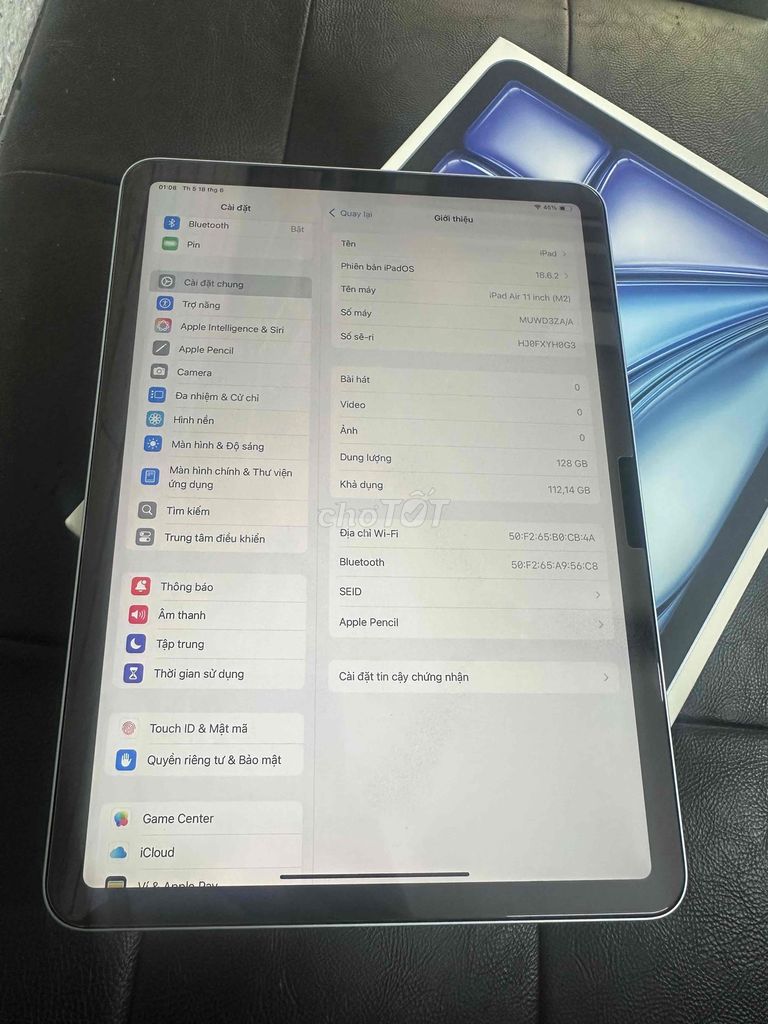 Apple iPad Air 6 M2 Wifi 128GB zin áp đẹp keng. Mua bán Máy tính bảng tại Quận Nam Từ Liêm Hà Nội được đăng bởi Ngô Thị Yến hình 1
