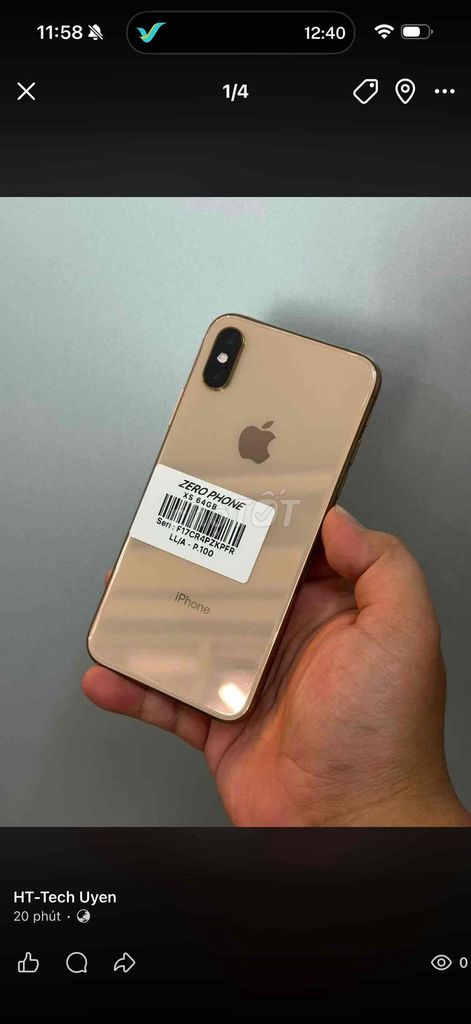 Apple iPhone Xs 64GB Vàng LL/A Đã sử dụng. Mua bán Điện thoại tại Thành phố Biên Hòa Đồng Nai được đăng bởi Uyên Phạm hình 1