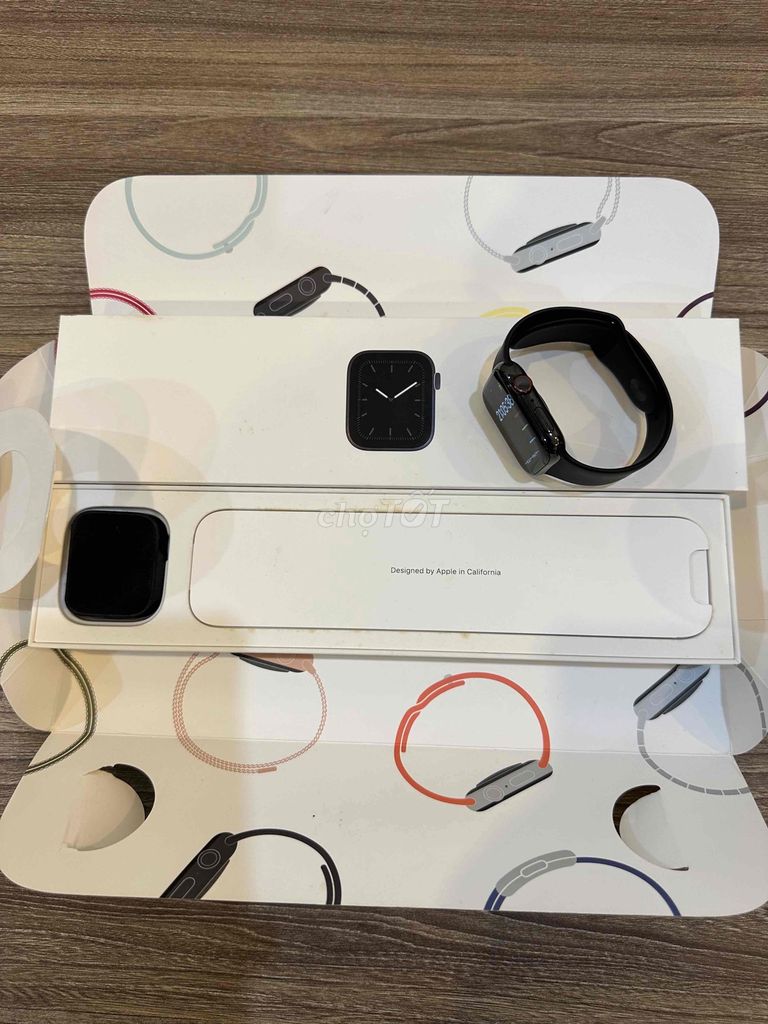 Apple watch series 5/44 thép đen esim fullbox 9x