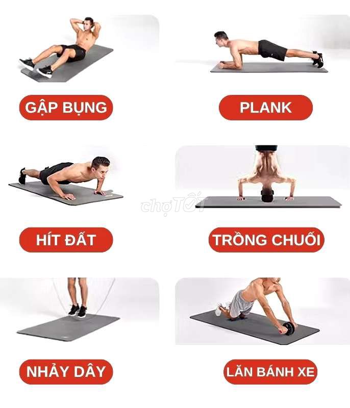 Thảm tập yoga đa năng màu xám đen dày 2 lớp