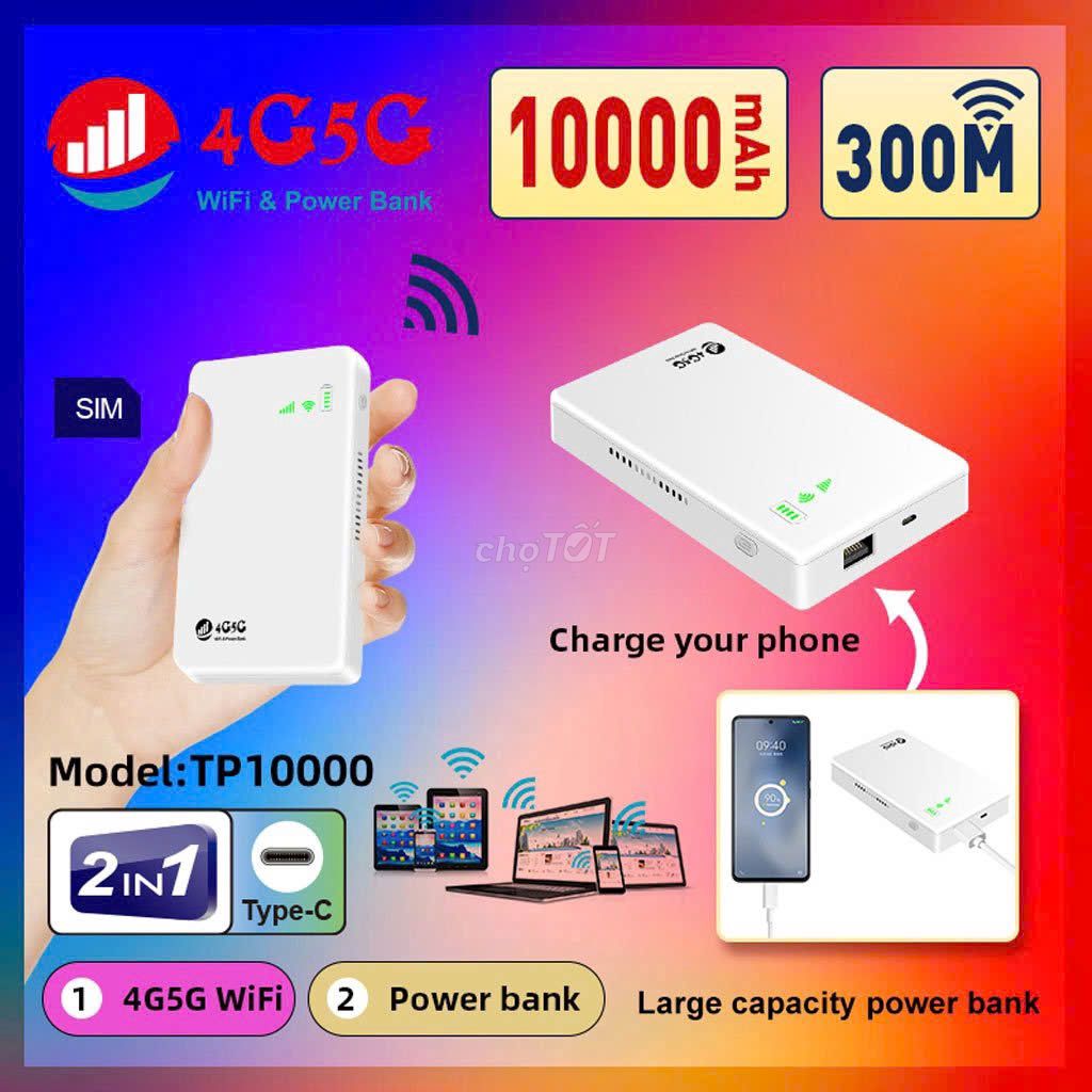 Cục phát wifi từ 4G kiêm pin sạc dự phòng TP10000. Mua bán Phụ kiện (Màn hình, Chuột...) tại Huyện Thanh Trì Hà Nội được đăng bởi Candy hình 1
