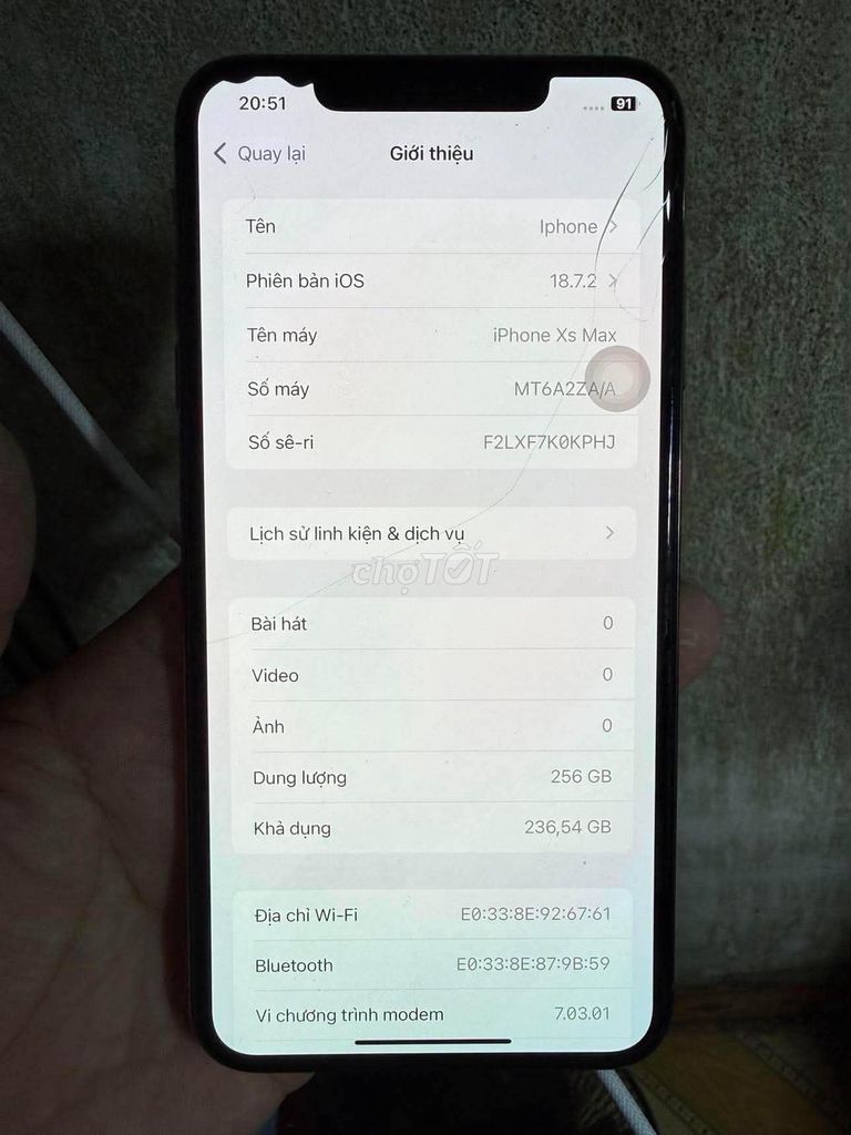 Apple iPhone Xs Max 256GB Chỉ dùng Wifi. Mua bán Điện thoại tại Thành phố Thuận An Bình Dương được đăng bởi Như Trương hình 1