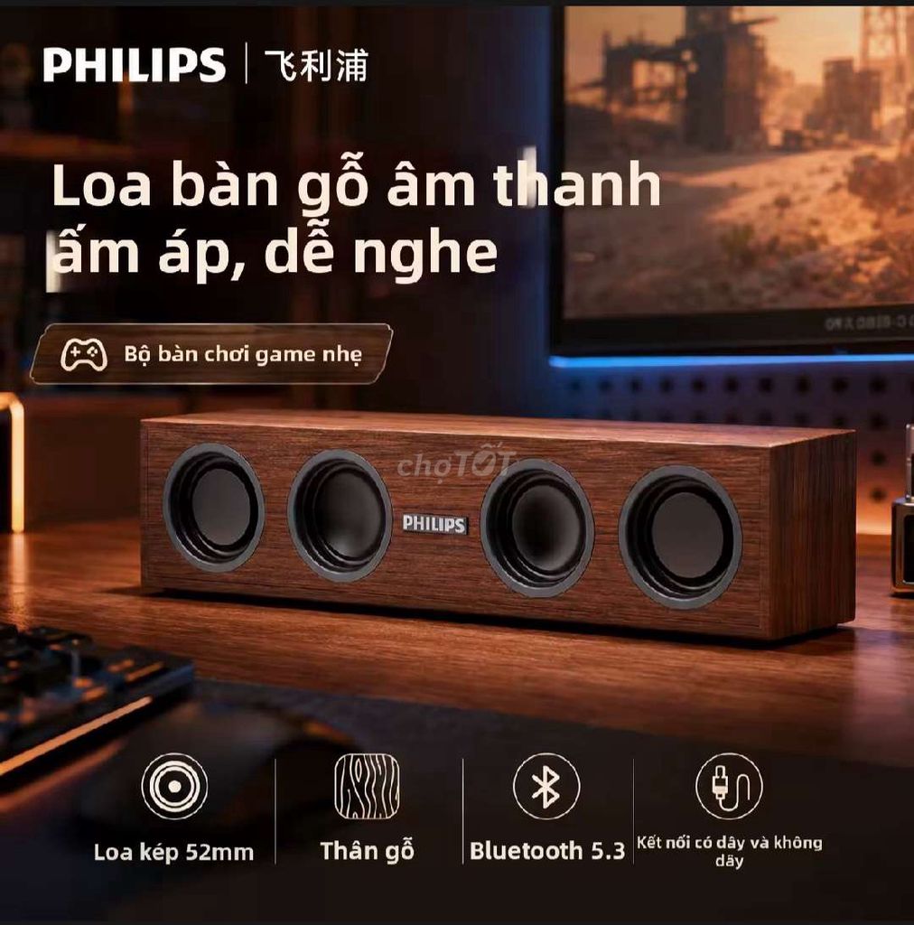 Loa bàn Philips Nâu đậm Gỗ Bluetooth 5.3. Mua bán Tivi, Âm thanh tại Quận Thanh Khê Đà Nẵng được đăng bởi Phước Dũng hình 1