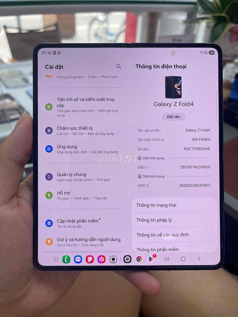 SAMSUNG Z FOLD 4 - 5G R12/256GB new 99%. Mua bán Điện thoại tại Quận Đống Đa Hà Nội được đăng bởi HIẾU STORE hình 1