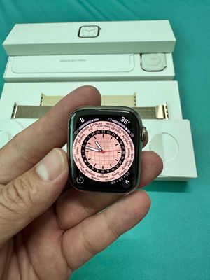Apple watch series 7 thép gold dây Milanse zin