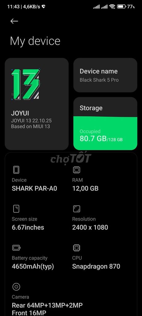 Black Shark 5 Pro 128GB. Mua bán Điện thoại tại Huyện Trảng Bom Đồng Nai được đăng bởi Thanh Quyền hình 1