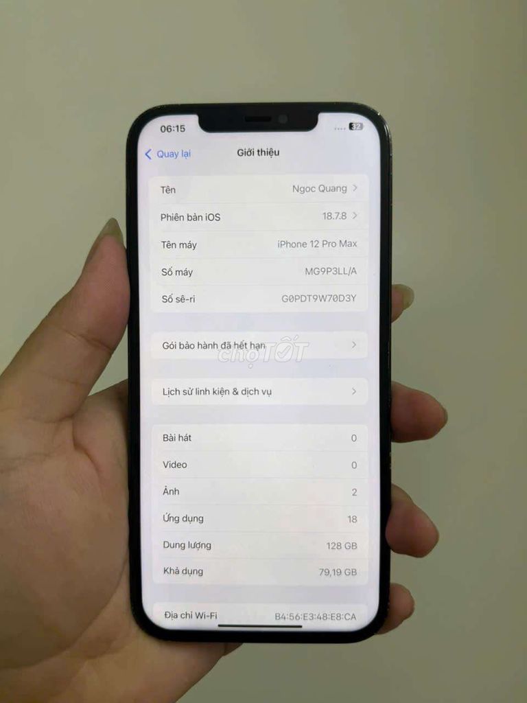 Apple iPhone 12 Pro Max 128GB Xanh Đã qua sử dụng. Mua bán Điện thoại tại Quận Hà Đông Hà Nội được đăng bởi Tiến Dũng hình 1