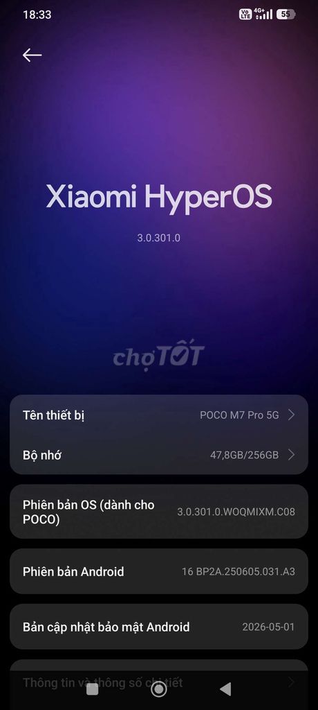 POCO M7 Pro 5G 256GB Xiaomi HyperOS. Mua bán Điện thoại tại Huyện An Phú An Giang được đăng bởi Vulinh hình 1