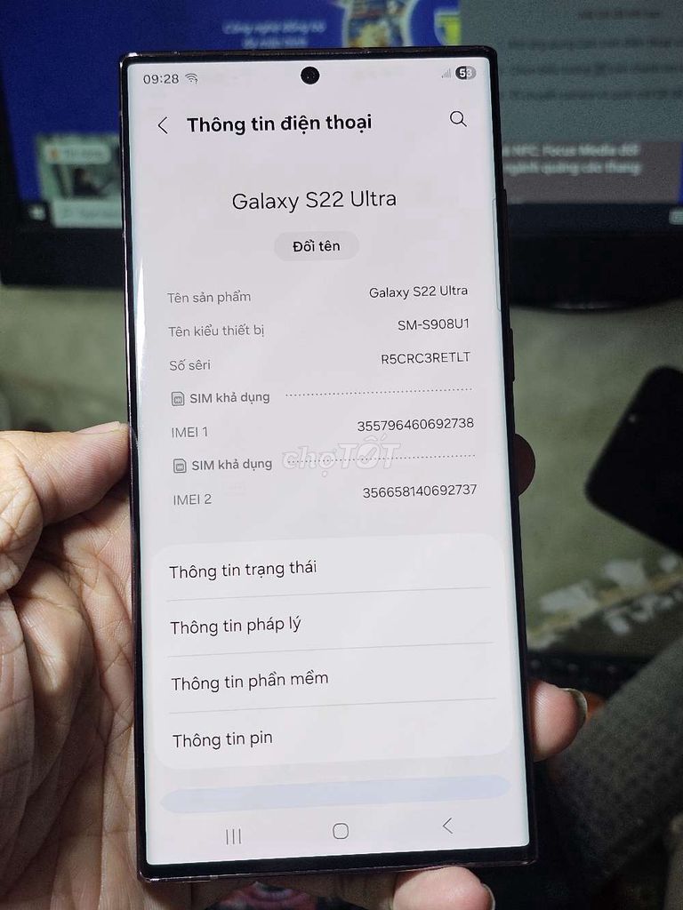 Galaxy S22 Ultra 128GB VN giá rẻ đẹp 98%. Mua bán Điện thoại tại Quận 8 Tp Hồ Chí Minh được đăng bởi Thiên Hòa mobile  hình 1
