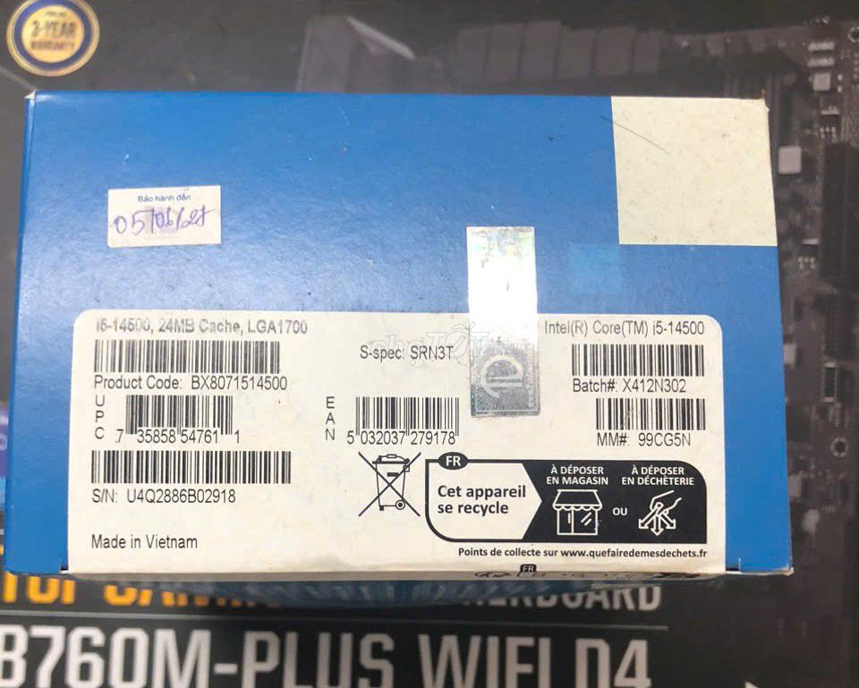 CPU I5 14500 fullbox bảo hành tháng 06/2027