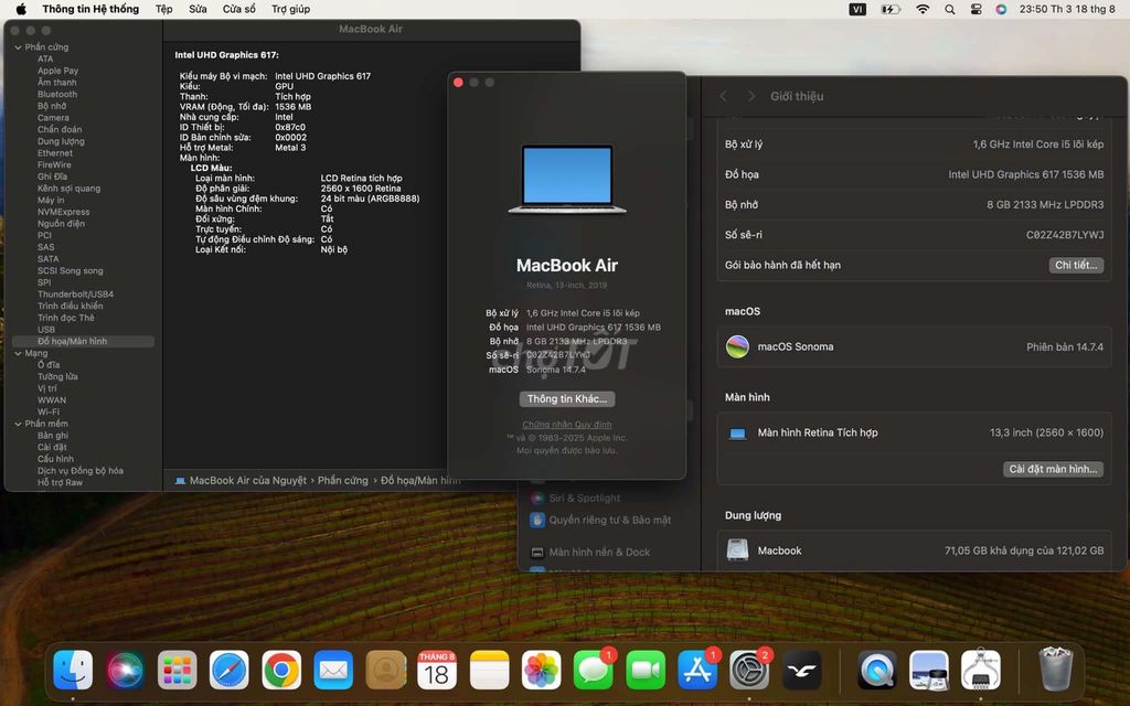 Apple MacBook Air i5 8GB/128GB 2019 Like New. Mua bán Laptop tại Quận Nam Từ Liêm Hà Nội được đăng bởi Phương Nguyễn hình 1