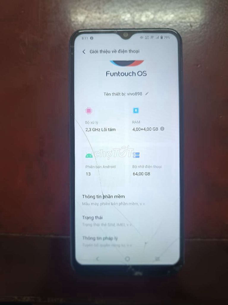 Vivo vivo898 64GB Xanh. Mua bán Điện thoại tại Quận Ô Môn Cần Thơ được đăng bởi ductai6556 hình 1