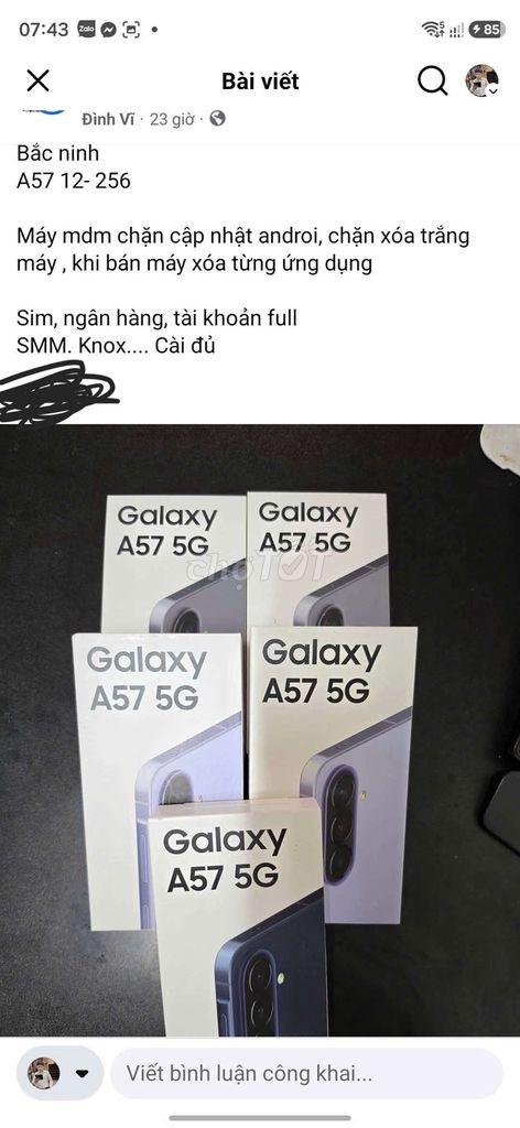 a57 12-256. Mua bán Điện thoại tại Huyện Yên Phong Bắc Ninh được đăng bởi đình vĩ samcenter  dv mobile kcn yên phong bắc ninh hình 1