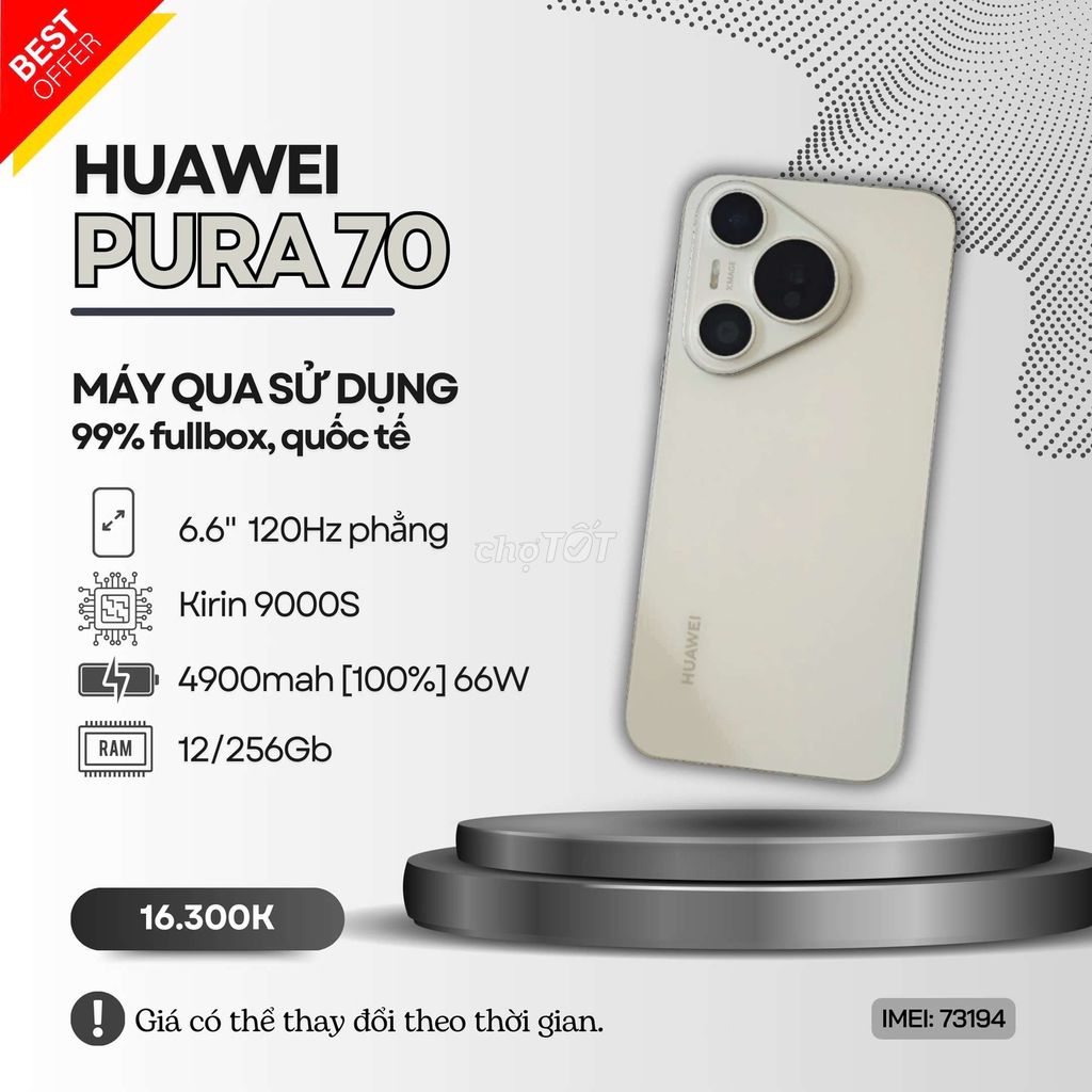 🥇HUAWEI PURA 70 TRẮNG FULLBOX 99%