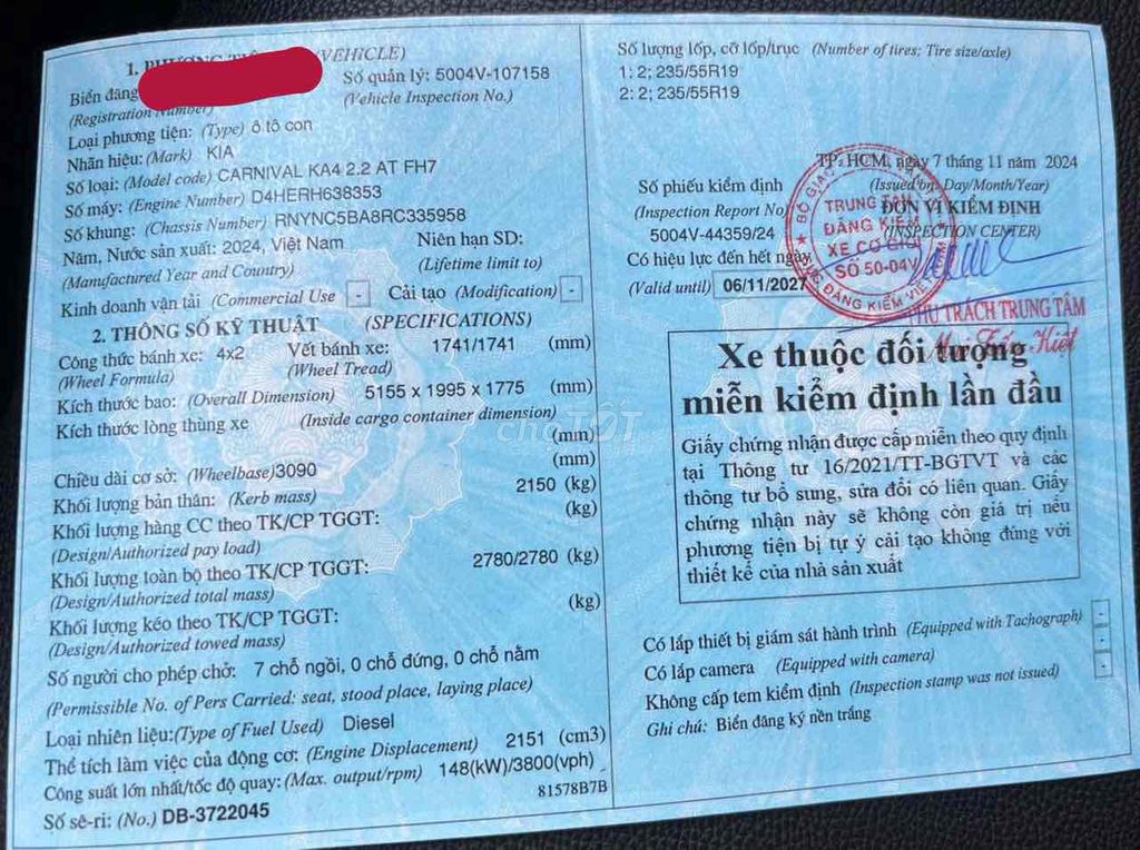 Kia Carnival 2024 2.2D Signature 7 ghế - 9000 km. Mua bán Ô tô tại Quận Tân Bình Tp Hồ Chí Minh được đăng bởi duy hình 6