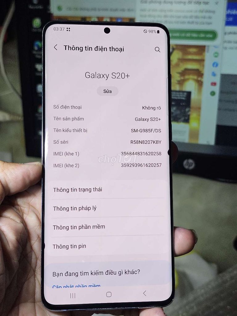 Samsung Galaxy S20+ 128GB zin toàn bộ . Mua bán Điện thoại tại Quận 8 Tp Hồ Chí Minh được đăng bởi Thiên Hòa mobile  hình 1