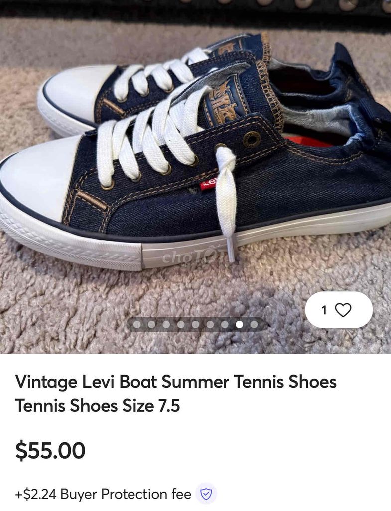 Giày Levis auth 55$ Vintage size 38-39 mới 80%