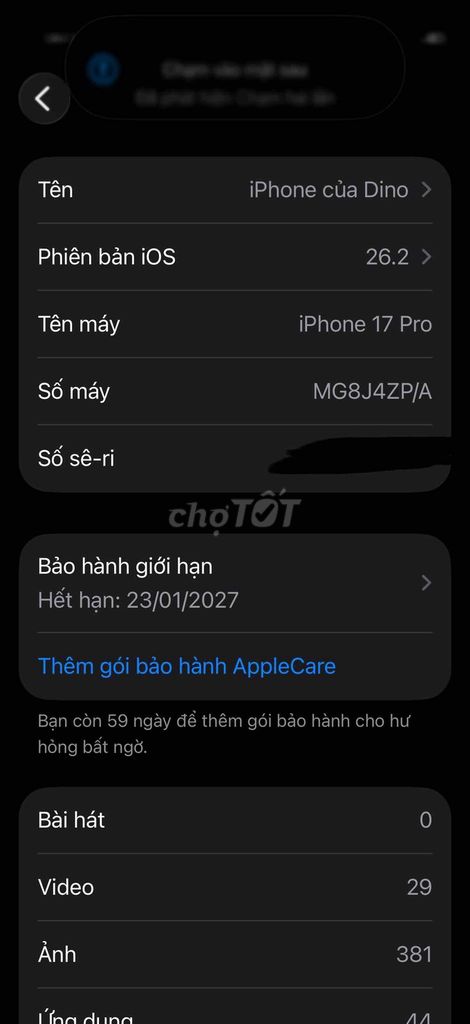 Apple iPhone 17 Pro , giao lưu lên 17promax. Mua bán Điện thoại tại Huyện Yên Dũng Bắc Giang được đăng bởi Thảo Dino hình 1
