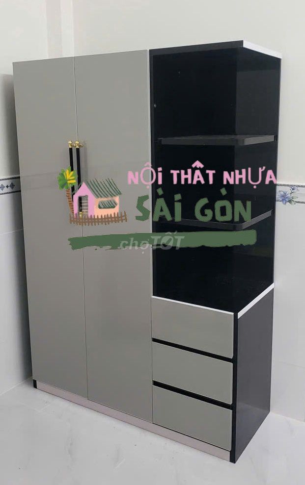 Tủ quần áo Nhựa Đài Loan Xám 1m8x1m23x45cm . Mua bán Tủ, kệ gia đình tại Quận 1 Tp Hồ Chí Minh được đăng bởi Nội thất giá xưởng hình 1