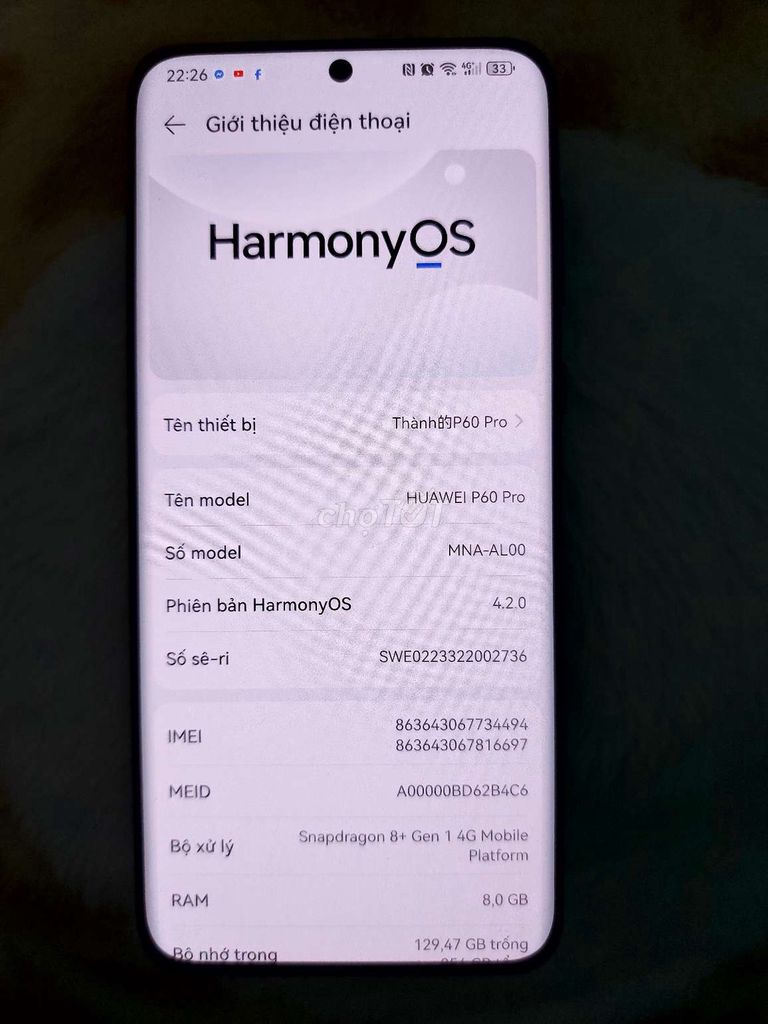 Huawei P60 Pro 256GB Đen. Mua bán Điện thoại tại Thành phố Hưng Yên Hưng Yên được đăng bởi Thành hình 1