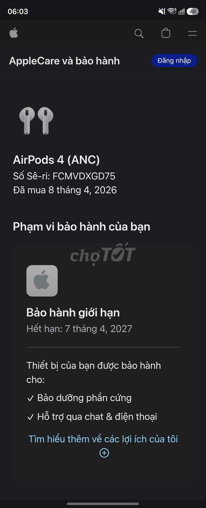 Tai nghe Apple AirPods 4 ANC Trắng. Mua bán Thiết bị đeo thông minh tại Quận Bình Tân Tp Hồ Chí Minh được đăng bởi Bảo Trân hình 1