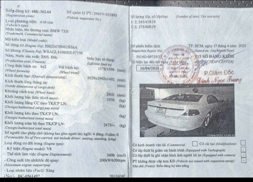 BMW 735i. 2005 - 1567 km. Mua bán Ô tô tại Quận 1 Tp Hồ Chí Minh được đăng bởi Khoi Le hình 3
