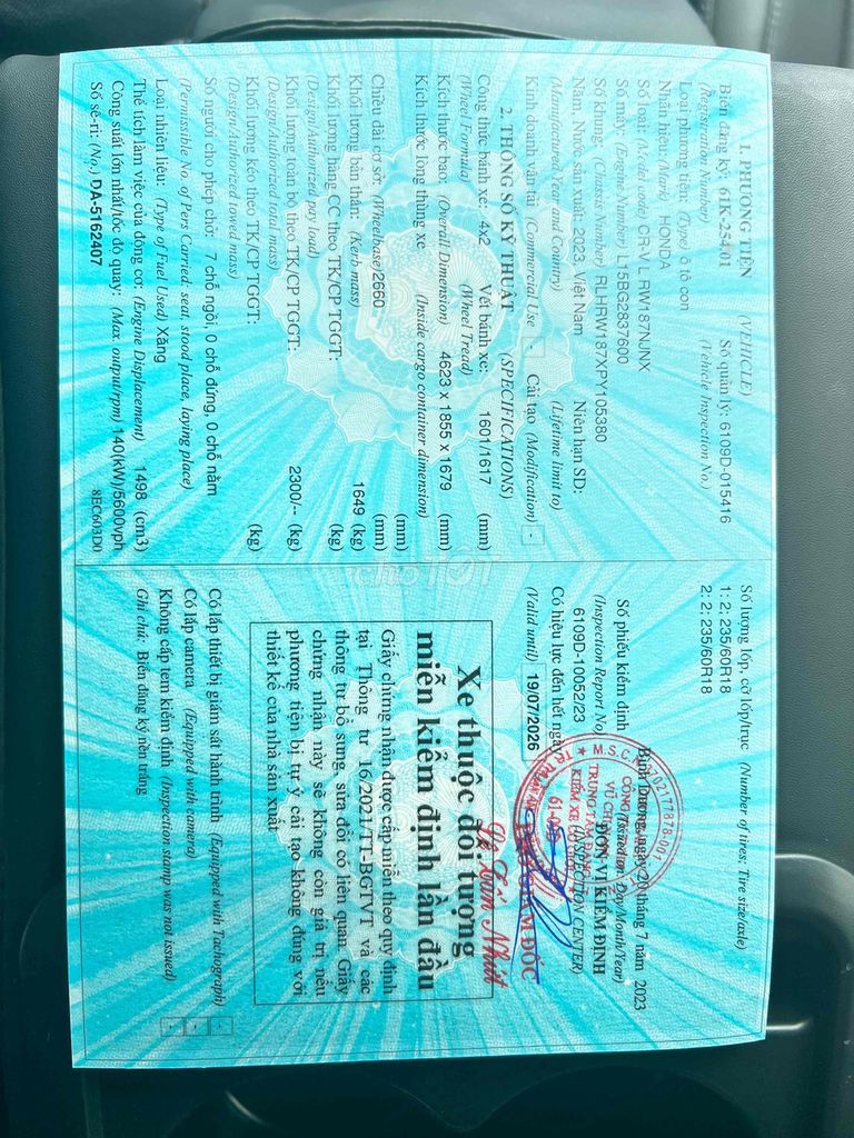 Honda CR V 2023 G - 40000 km. Mua bán Ô tô tại Thành phố Thuận An Bình Dương được đăng bởi Bình Phương hình 9