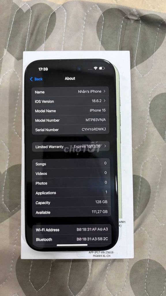 Apple iPhone 15 128GB Đen Việt Nam Đã qua sử dụng. Mua bán Điện thoại tại Quận 10 Tp Hồ Chí Minh được đăng bởi Hội Đồ Điện Tử hình 1