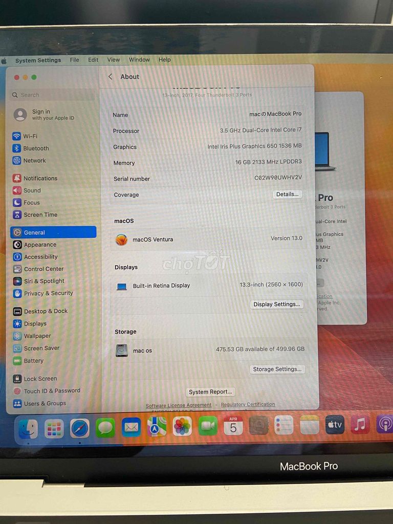 Apple MacBook Pro 2017 i7 16GB/512GB. Mua bán Laptop tại Quận Tân Phú Tp Hồ Chí Minh được đăng bởi VIET hình 1