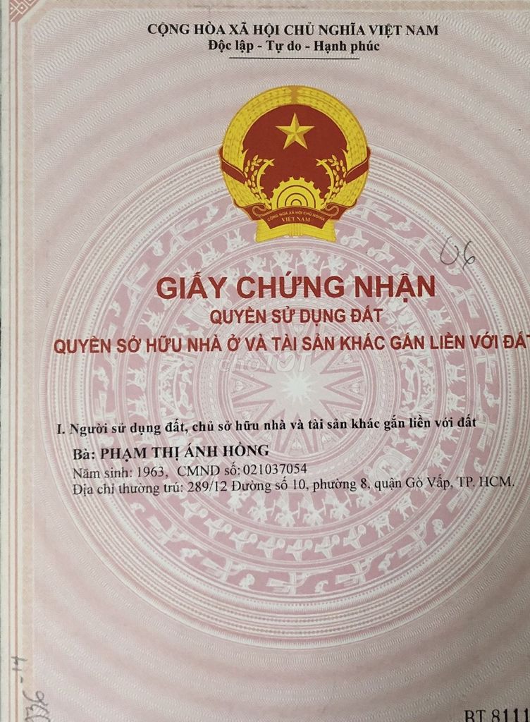 Nhà bán Phường 8 quận Gò Vấp.