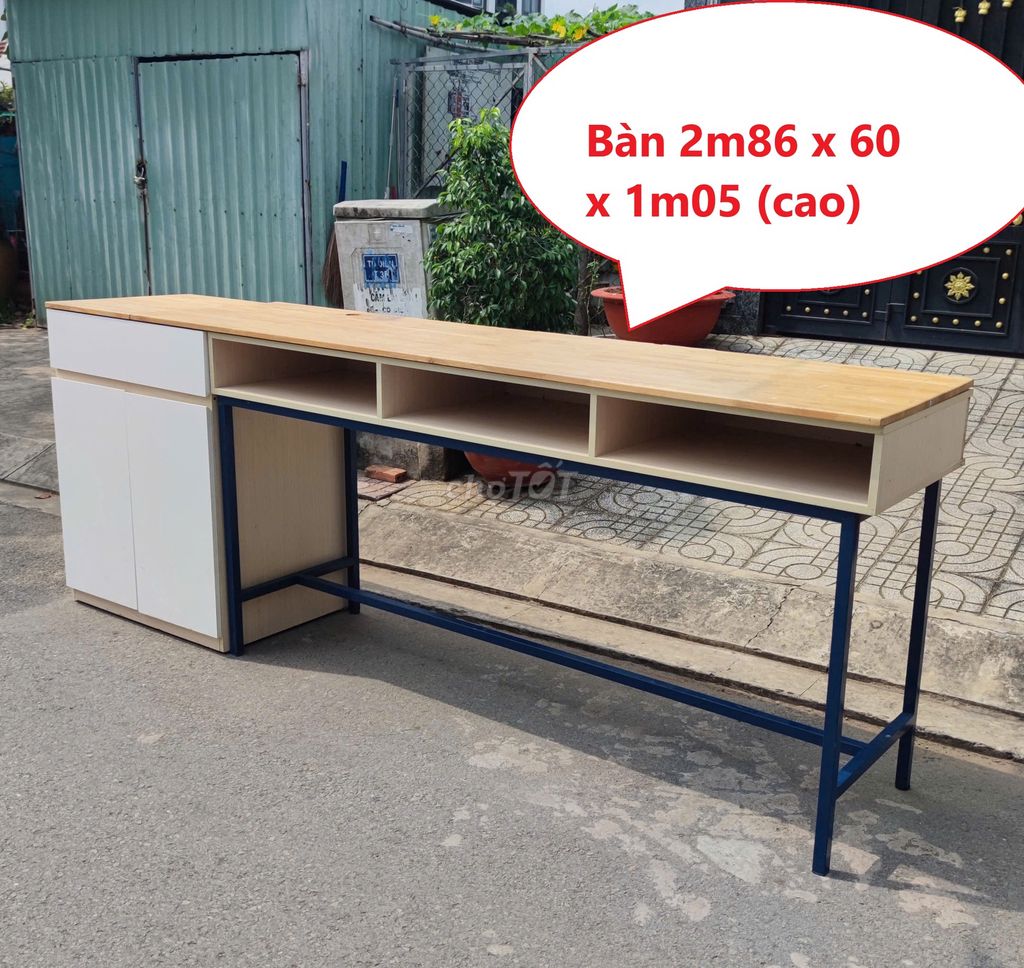 Bàn quầy bar Gỗ tự nhiên 2m86, bàn bar văn phòng. Mua bán Bàn ghế tại Thành phố Thủ Đức Tp Hồ Chí Minh được đăng bởi Thanh lý Nội thất giá sỉ hình 1