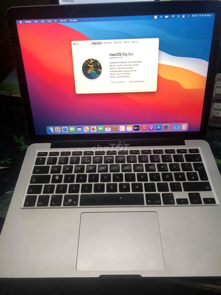 Apple MacBook Pro Retina i5 8GB. Mua bán Laptop tại Huyện Bình Chánh Tp Hồ Chí Minh được đăng bởi Nhựt Hòa hình 1