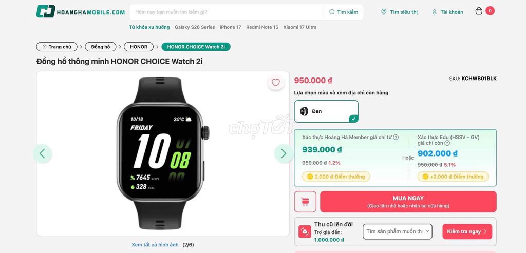 Honor Choice Watch 2i Trắng Chính hãng. Mua bán Thiết bị đeo thông minh tại Huyện Gia Lâm Hà Nội được đăng bởi Dũng hình 1