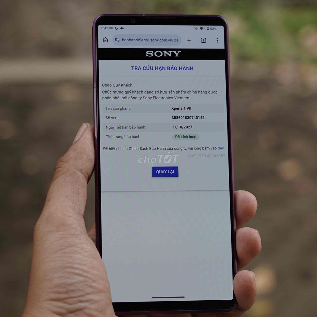 Sony Xperia 1 Mark VII 5G 256GB VN bh 10/2027. Mua bán Điện thoại tại Quận 12 Tp Hồ Chí Minh được đăng bởi Nguyễn Tài hình 1