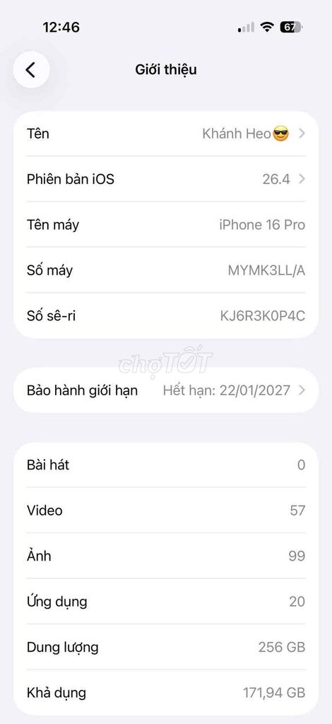 Apple iPhone 16 Pro 256GB Xám. Mua bán Điện thoại tại Thành phố Thủ Dầu Một Bình Dương được đăng bởi Venus Luv hình 1