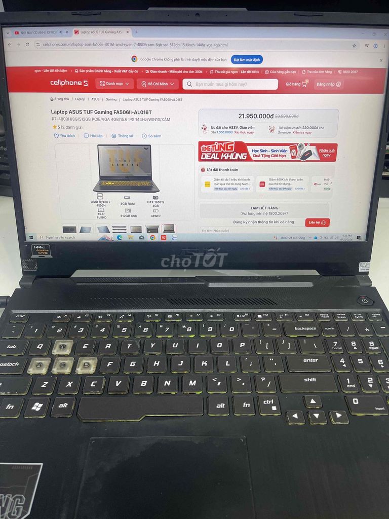 Bán Asus TUF Ryzen 7 4800h Ram 8gb Ssd 512gb. Mua bán Laptop tại Quận Hoàng Mai Hà Nội được đăng bởi Lengend Sky hình 1