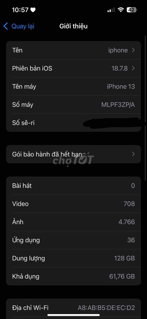 Apple iPhone 13 128GB Đen 99%. Mua bán Điện thoại tại Quận Cầu Giấy Hà Nội được đăng bởi Đặng Thu hình 1