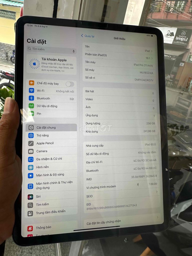 11 inch 2018 4g 256gb màn lỗi nhẹ