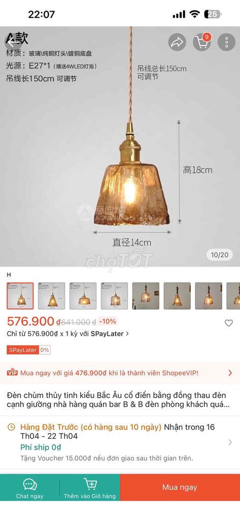 Đèn thả Bắc Âu cổ điển. Mua bán Đèn tại Huyện Hóc Môn Tp Hồ Chí Minh được đăng bởi Tạp Hoá Shopee hình 1