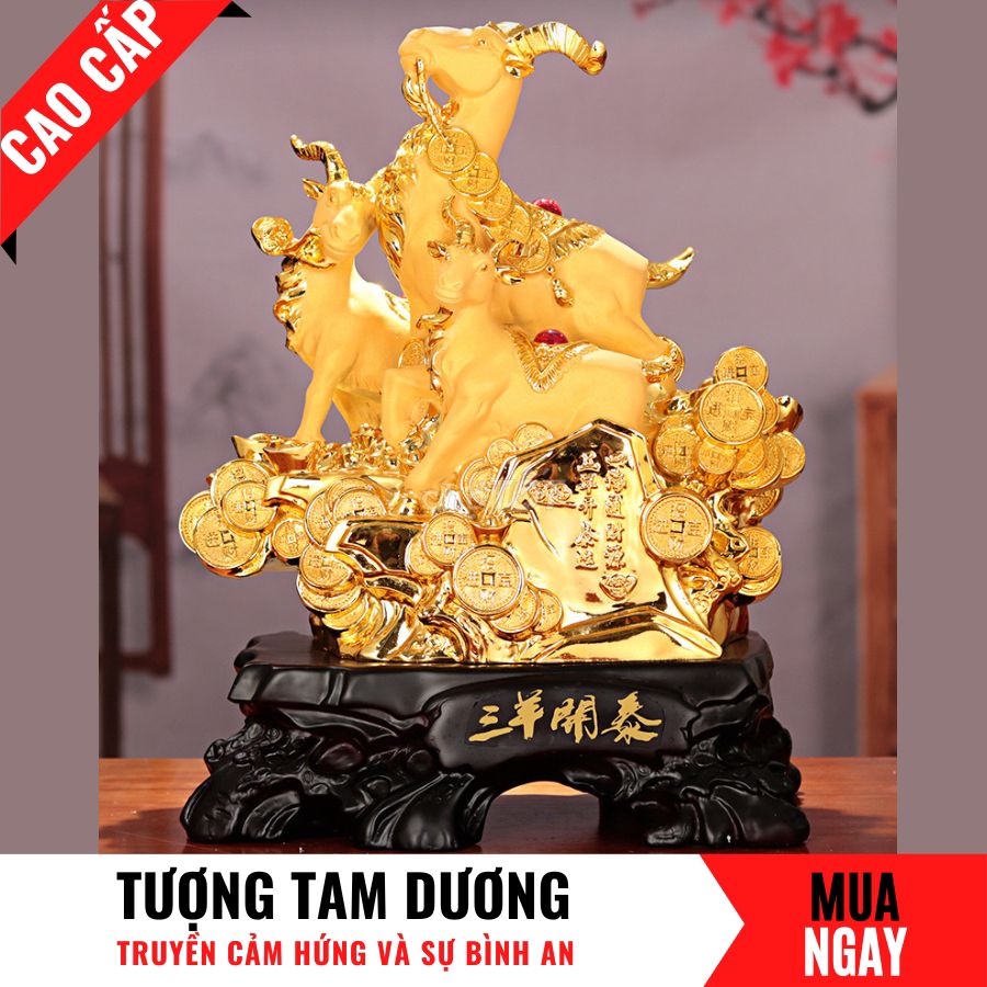 Tượng Dê Tam Dương Bằng Vàng Cát Mỹ Nghệ Cao 38cm