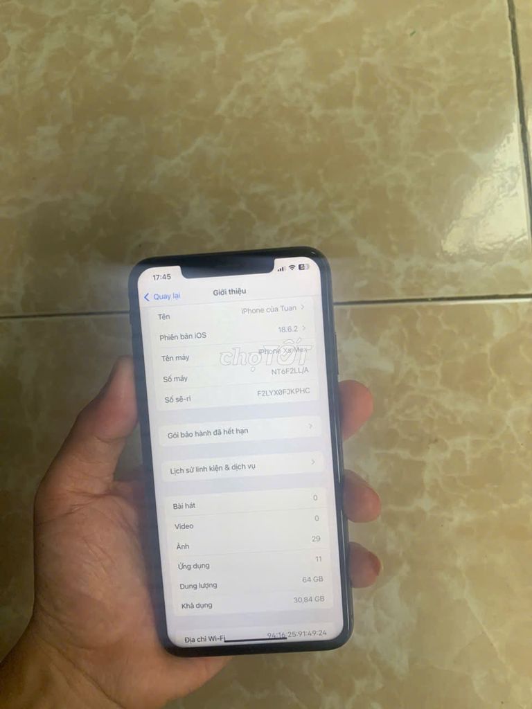 Apple iPhone Xs Max 64GB Đen Đã qua sử dụng. Mua bán Điện thoại tại Thành phố Bắc Ninh Bắc Ninh được đăng bởi Luc Van Tuan hình 1