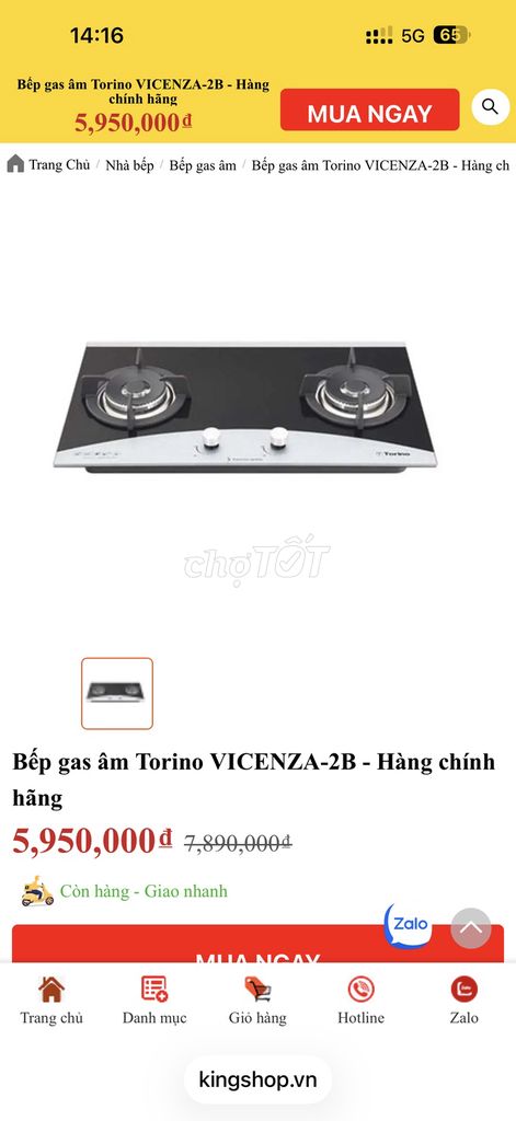 Bếp ga âm Torino VICENZA-2B Đen. Mua bán Bếp, lò, đồ điện nhà bếp tại Thành phố Thủ Đức Tp Hồ Chí Minh được đăng bởi Rita Lee hình 1